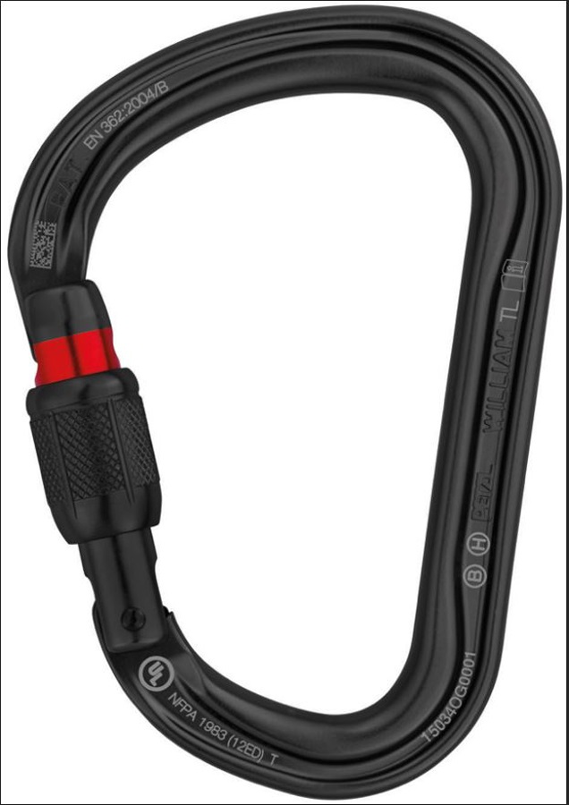 Petzl William Rock Climbing Carabiner, Black